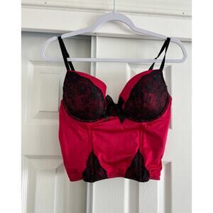 Gilligan & O'malley Red & Black Push-up Lace Corset Size XL
